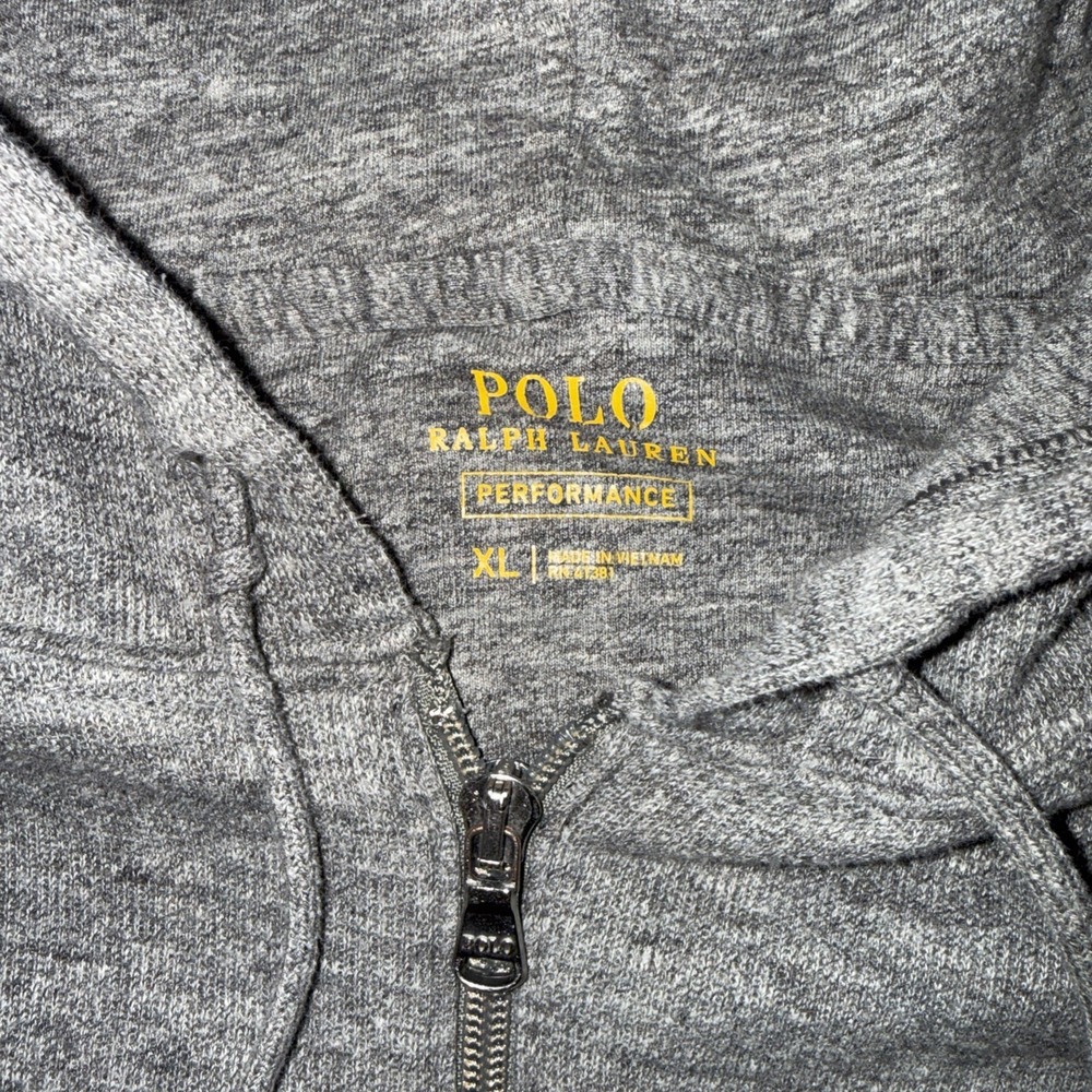 Polo Ralph Lauren Performance Hoodie Size XL Double Knit Full Zip Gray - Picture 4 of 8